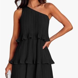 Elegant Black One-Shoulder Dress